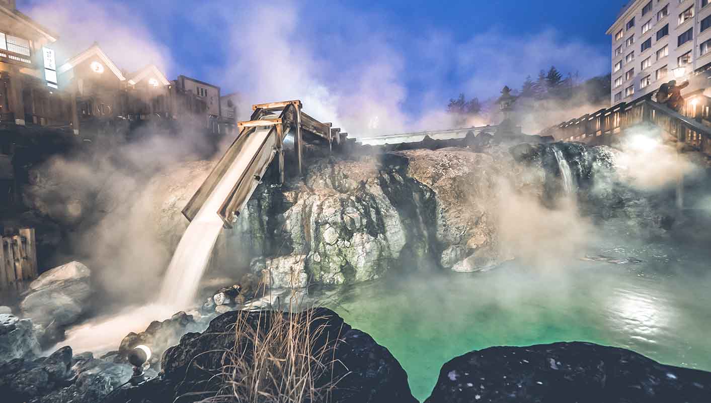 Pasamos por Kusatsu, atractiva ciudad termal
